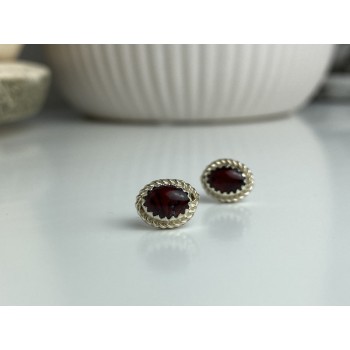925 Sterling Silver Agate Stud Earrings