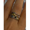 925 Sterling Silver Gold Plated Part Multi Color Gemstones Ring Size 8