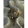 925 Sterling Silver Gold Plated Part Multi Color Gemstones Ring Size 8