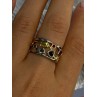 925 Sterling Silver Gold Plated Part Multi Color Gemstones Ring Size 8