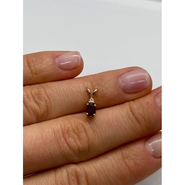 14K YELLOW GOLD PENDANT RUBY&DIAMOND