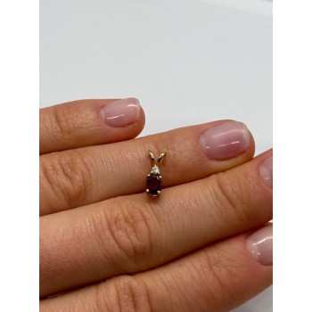 14K YELLOW GOLD PENDANT RUBY&DIAMOND