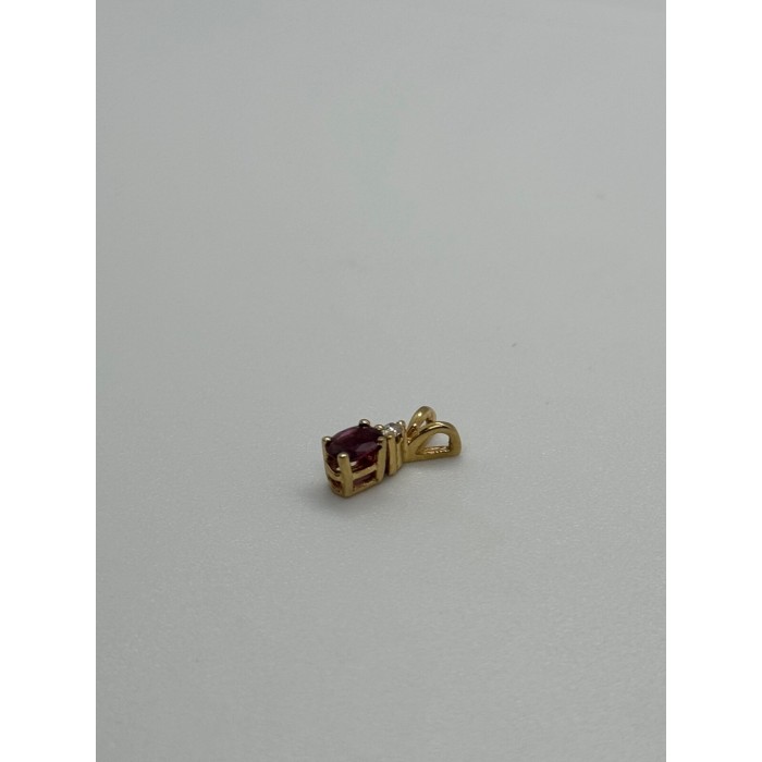 14K YELLOW GOLD PENDANT RUBY&DIAMOND