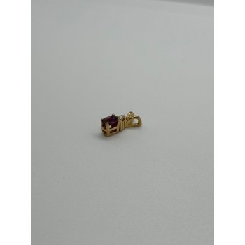 14K YELLOW GOLD PENDANT RUBY&DIAMOND