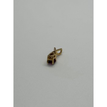 14K YELLOW GOLD PENDANT RUBY&DIAMOND