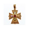 925 STERLING SILVER GOLD PLATED MULTI GEMSTONES CROSS PENDANT