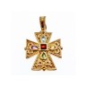 925 STERLING SILVER GOLD PLATED MULTI GEMSTONES CROSS PENDANT
