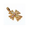 925 STERLING SILVER GOLD PLATED MULTI GEMSTONES CROSS PENDANT