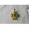925 STERLING SILVER GOLD PLATED MULTI GEMSTONES CROSS PENDANT
