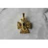 925 STERLING SILVER GOLD PLATED MULTI GEMSTONES CROSS PENDANT