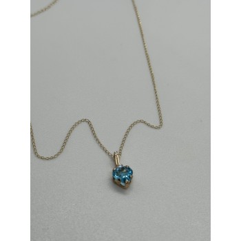 10K YELLOW GOLD NECKLACE TOPAZ & DIAMOND HEART