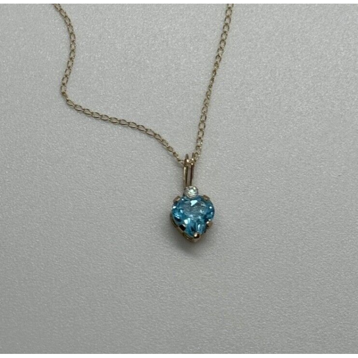 10K YELLOW GOLD NECKLACE TOPAZ & DIAMOND HEART