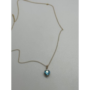 10K YELLOW GOLD NECKLACE TOPAZ & DIAMOND HEART