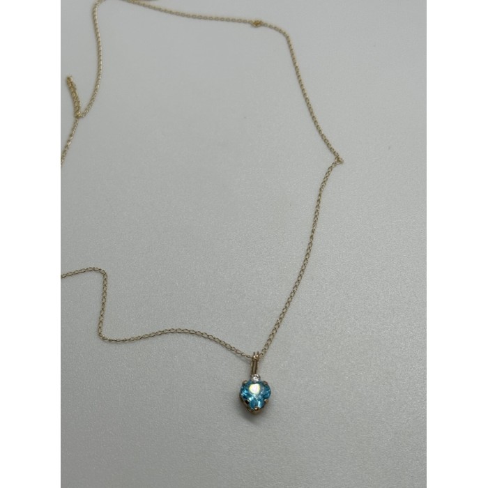 10K YELLOW GOLD NECKLACE TOPAZ & DIAMOND HEART