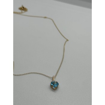 10K YELLOW GOLD NECKLACE TOPAZ & DIAMOND HEART