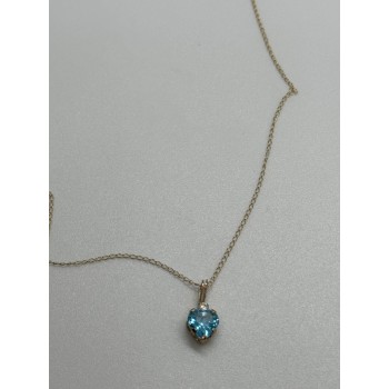 10K YELLOW GOLD NECKLACE TOPAZ & DIAMOND HEART