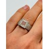 925 Sterling Silver Morganite & Goshenite Ring Size 7
