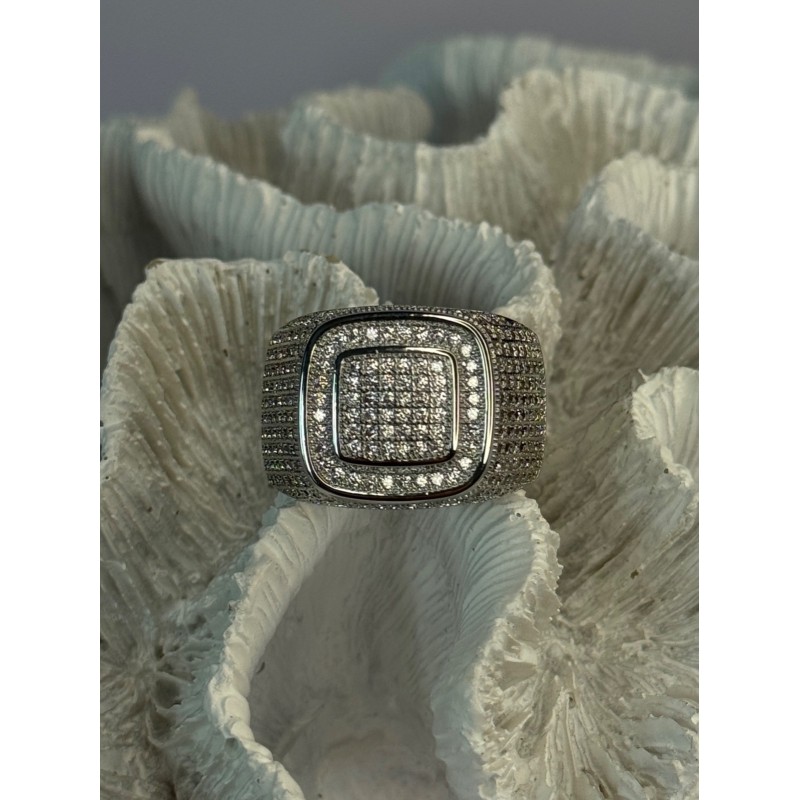 Men's 925 Sterling Silver CZ Ring Size 12