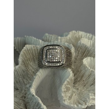 Men's 925 Sterling Silver CZ Ring Size 12