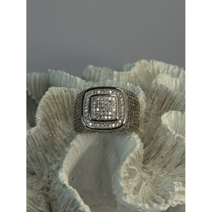 Men's 925 Sterling Silver CZ Ring Size 12