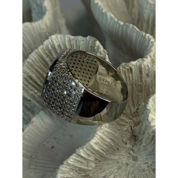 Men's 925 Sterling Silver CZ Ring Size 12