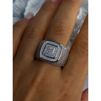 Men's 925 Sterling Silver CZ Ring Size 12