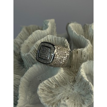 Men's 925 Sterling Silver CZ Ring Size 12