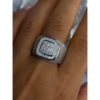 Men's 925 Sterling Silver CZ Ring Size 12