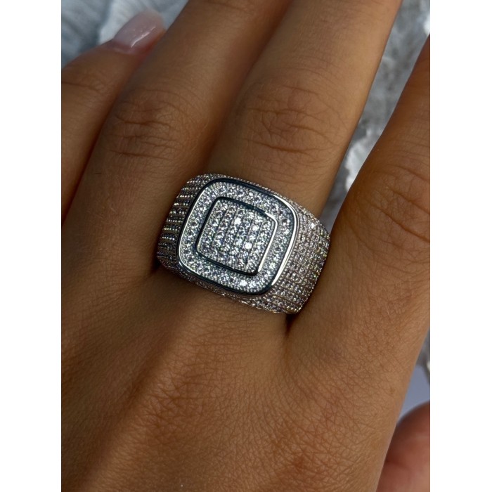 Men's 925 Sterling Silver CZ Ring Size 12