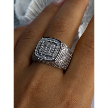 Men's 925 Sterling Silver CZ Ring Size 12