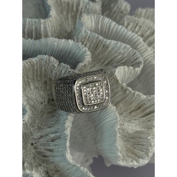 Men's 925 Sterling Silver CZ Ring Size 12