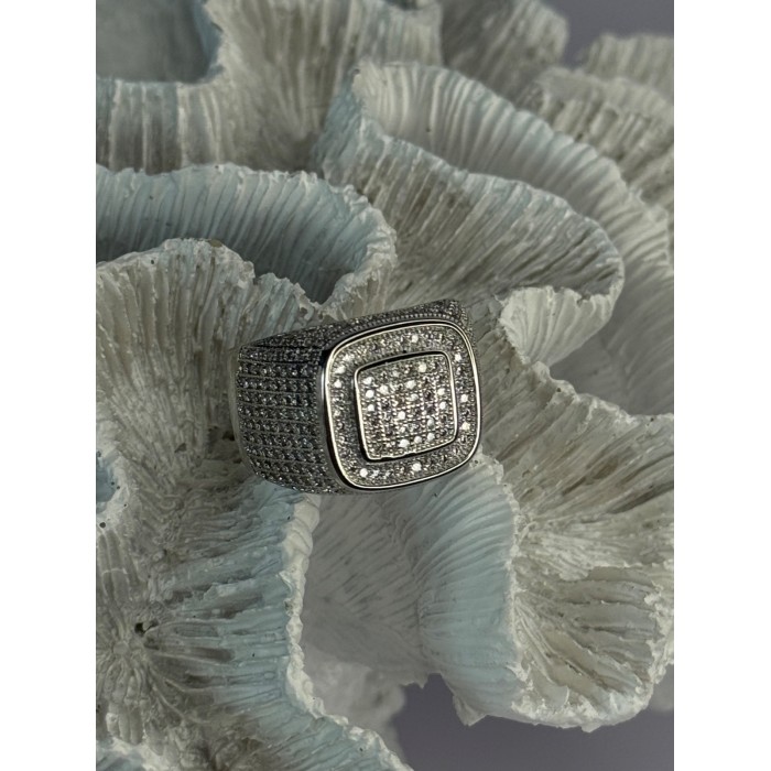Men's 925 Sterling Silver CZ Ring Size 12