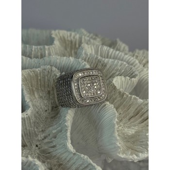 Men's 925 Sterling Silver CZ Ring Size 12