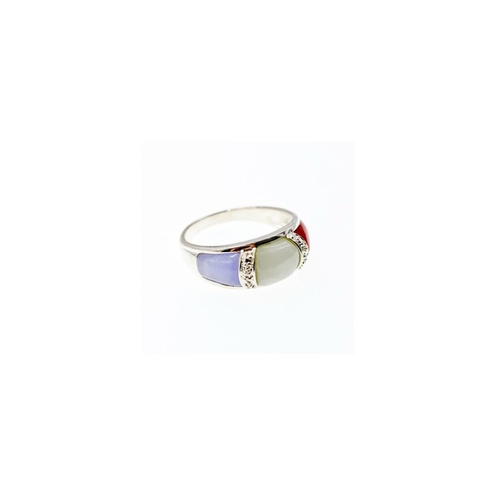 925 Sterling Silver Multicolor Nephrite Ring Size 11.75