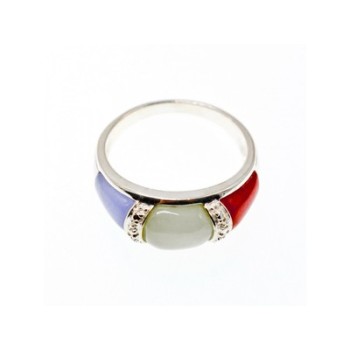 925 Sterling Silver Multicolor Nephrite Ring Size 11.75