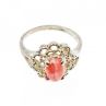 925 Sterling Silver Pink Agate Ring Size 6