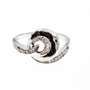 925 Sterling Silver CZ Ring Size 6.5 Italy