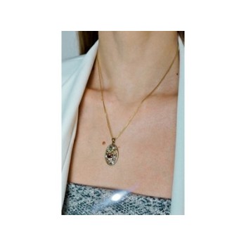 925 Sterling Silver Gold Plated Multi Gemstones Chain with Pendant