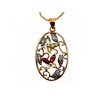 925 Sterling Silver Gold Plated Multi Gemstones Chain with Pendant