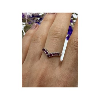 925 Sterling Silver Pink Topaz Ring Size 8