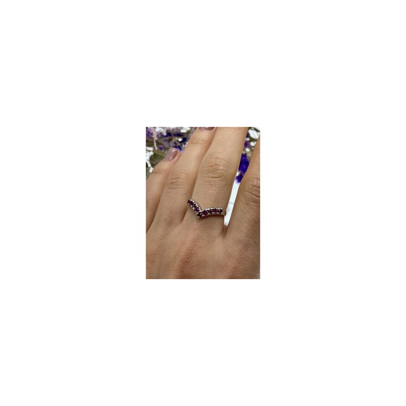 925 Sterling Silver Pink Topaz Ring Size 8