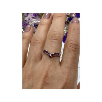 925 Sterling Silver Pink Topaz Ring Size 8