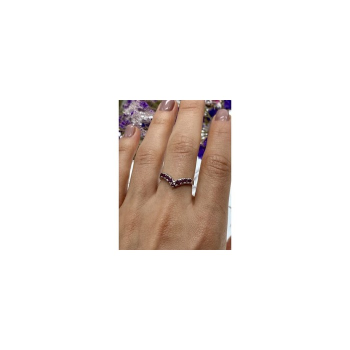 925 Sterling Silver Pink Topaz Ring Size 8