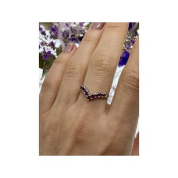 925 Sterling Silver Pink Topaz Ring Size 8