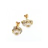 14K YELLOW GOLD PEARL & DIAMONDS EARRINGS