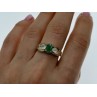925 Sterling Silver Emerald & White Spinel Ring Size 10