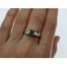 925 Sterling Silver Emerald & White Spinel Ring Size 10