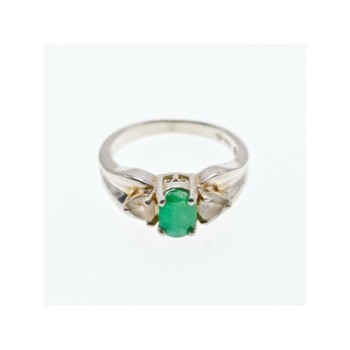 925 Sterling Silver Emerald & White Spinel Ring Size 10