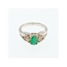 925 Sterling Silver Emerald & White Spinel Ring Size 10
