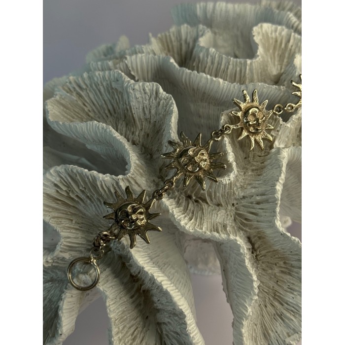 Vintage 925 Sterling Silver Sun Face Bracelet Length 8.5